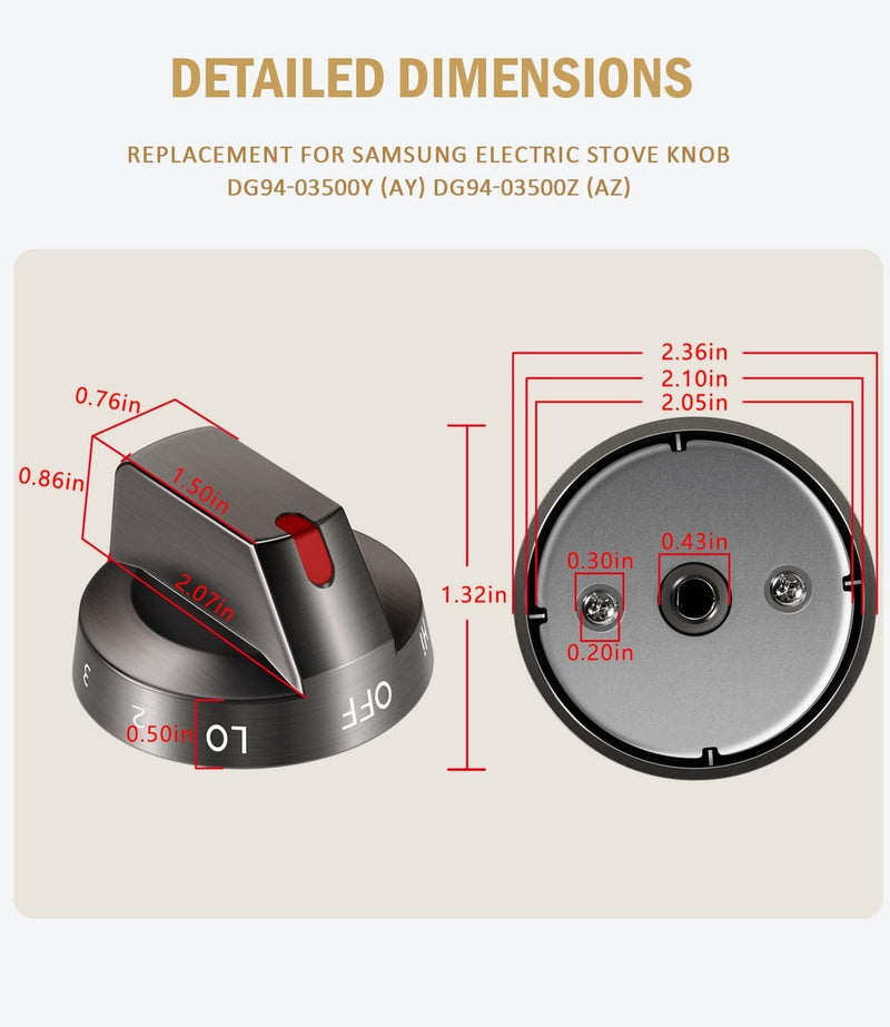 DG94-03500A/Z Stove Knob Kit for Samsung NE63T8111SG/AA NE63T8311SG/AA 4PCS