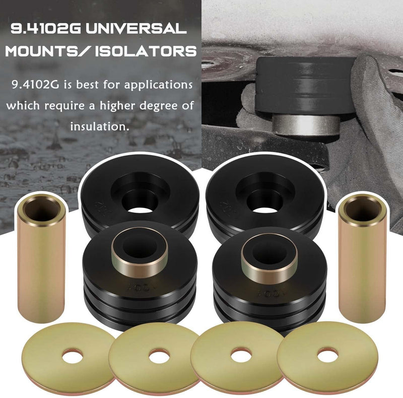 9.4102G Universal Polyurethane Body Mounts Bushings Isolators Black 10-Pack