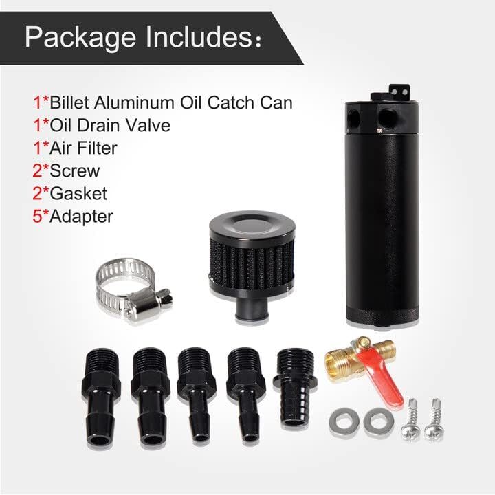 750ML Oil Catch Can Kit Baffled Reservoir Tank Oil Separator Universal