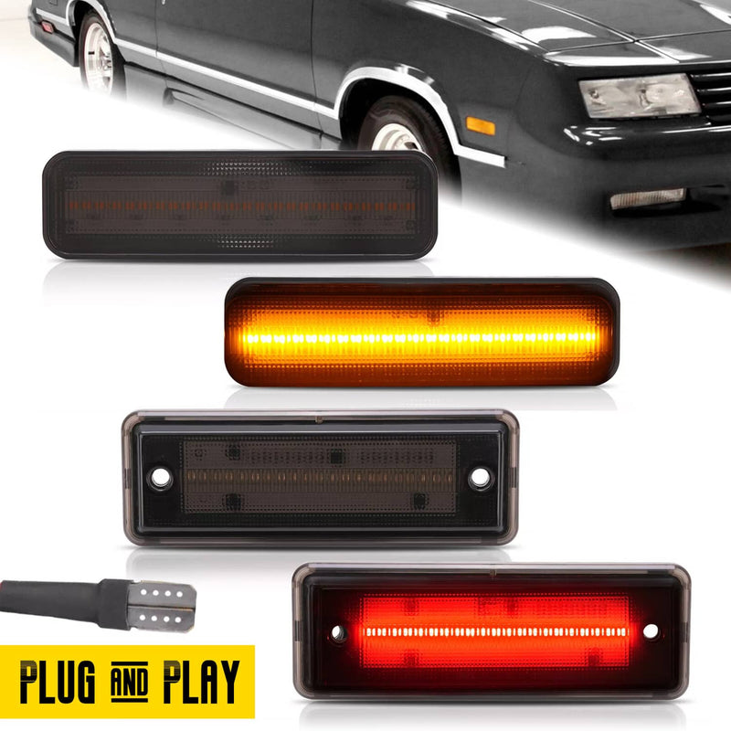 DURAFORCE Smoke LED Front & Rear Side Marker Lights for El Camino & Caballero 1978-1987 4x