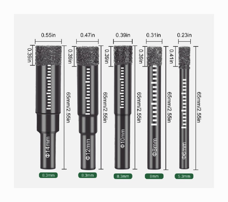 Dry Diamond Drill Bits for Porcelain Granite Tile Ceramic Durable
