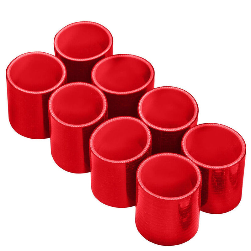Universal 3" Aluminum Intercooler Turbo Piping Kit Hose Red Silicone Clamp