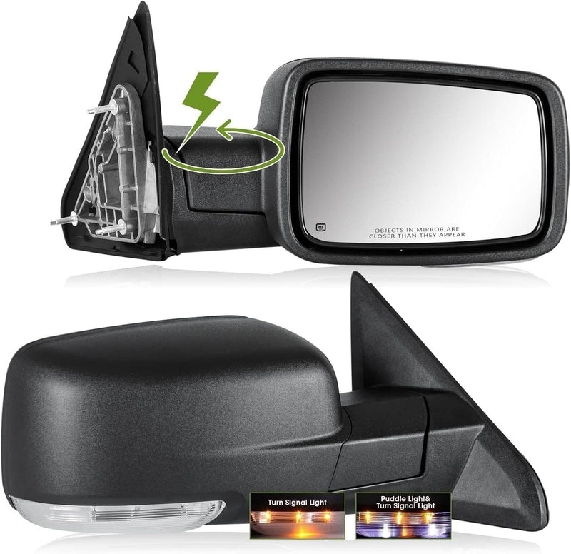 Left Right Door Mirror Power Fold Heated Temp for Dodge Ram 1500 13-19