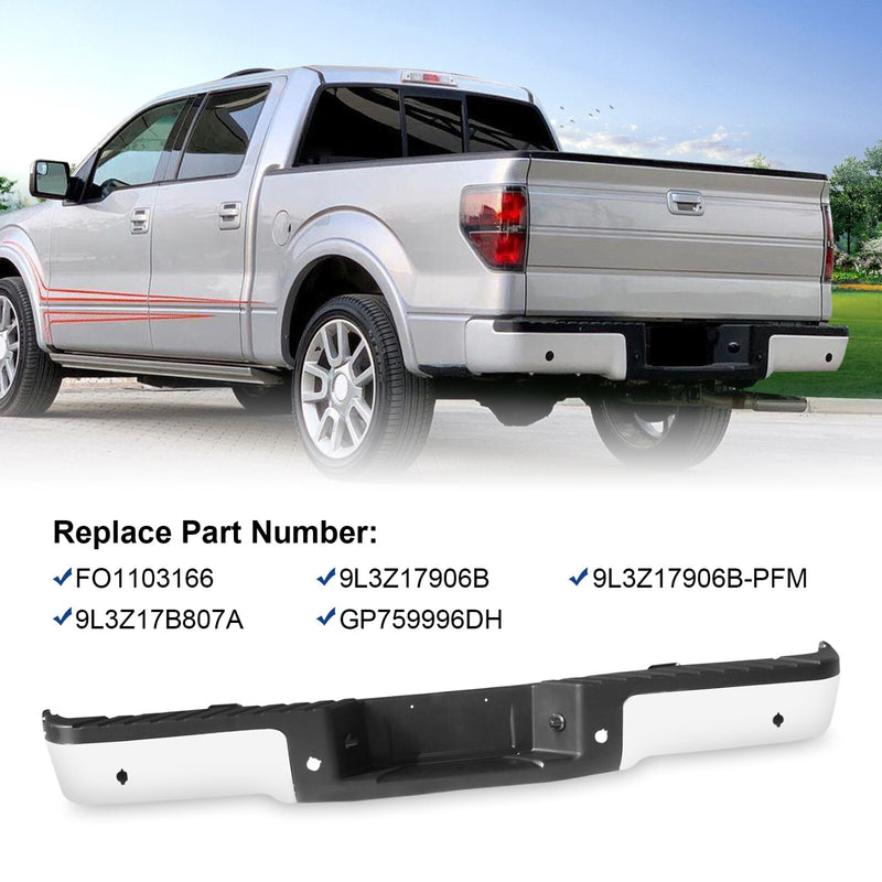 Chrome Rear Step Bumper Assembly with Sensor Holes for Ford F-150 F150 2009-2014