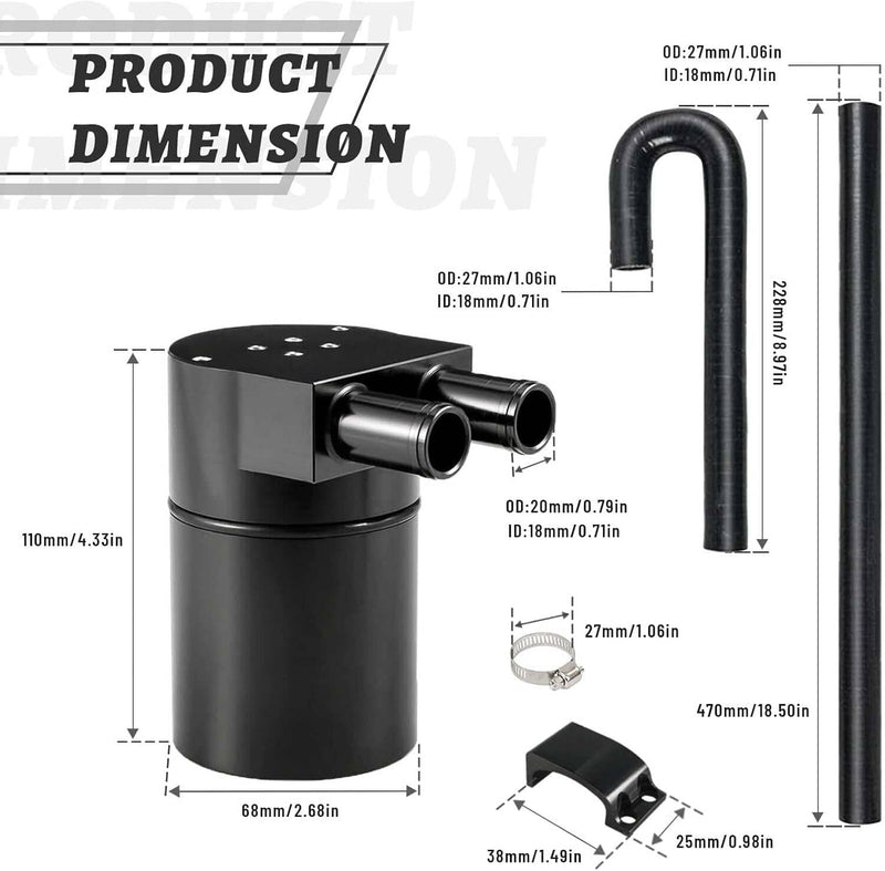 N54 Oil Catch Can Reservoir Tank for BMW 335i 135i E90 E92 E82 2006-2010 Black