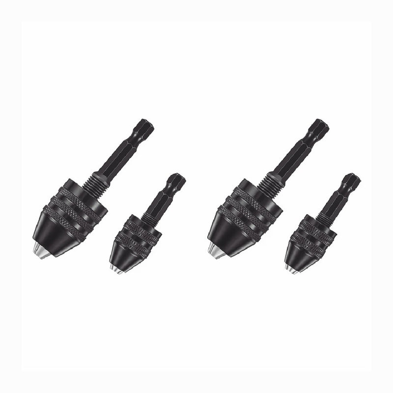 4Pcs 1/4 Hex Shank Keyless Drill Chuck Adapter Bit Change Converter Driver Black