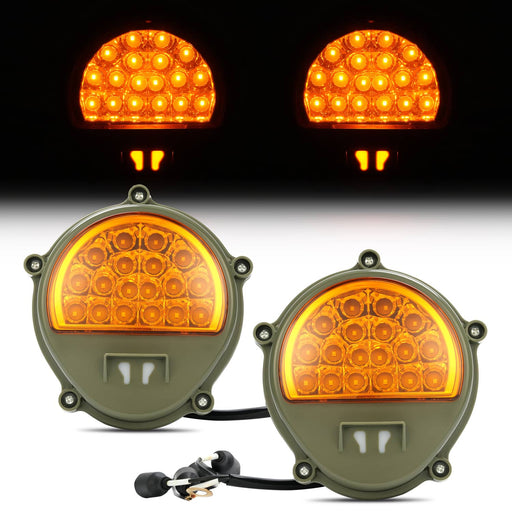DURAFORCE #12422957 LED Front Turn Signal Lights Yellow Lens for Humvee M35 M998 2x