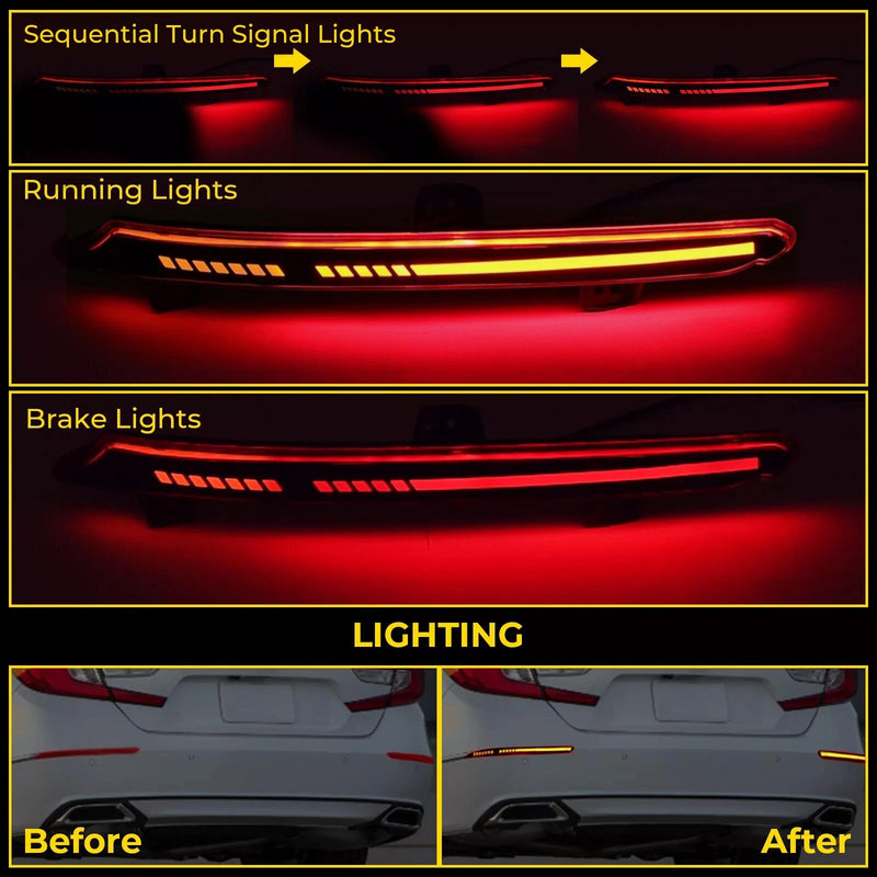 Rear Bumper Lamp Red LED Reflector Tail Light for Honda Accord 2018 2019-2022
