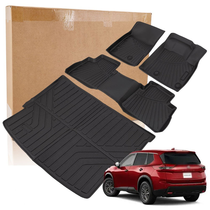 Floor Mats Trunk Cargo Liner for Nissan Rogue 2021-2026 TPE All Weather Set