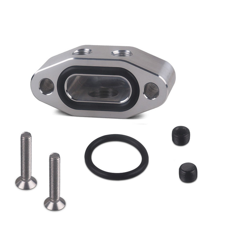 LS Twin Turbo Dual 90 Degree 1/8 Inch NPT Oil Feed Line Adapter Plate LS1