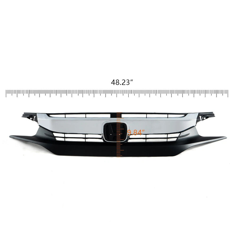 DURAFORCE Front Upper Bumper Chrome Grill Grille for 2016 2017 2018 for Honda Civic