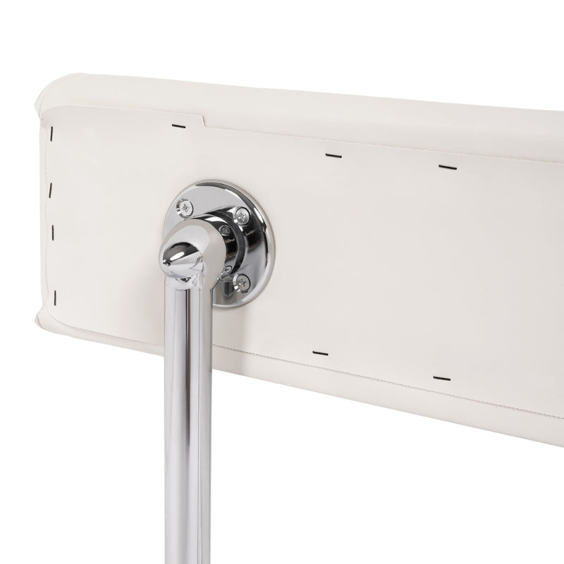 Universal Boat Seat Backrest with Folding Arms Leaning Post White Silver