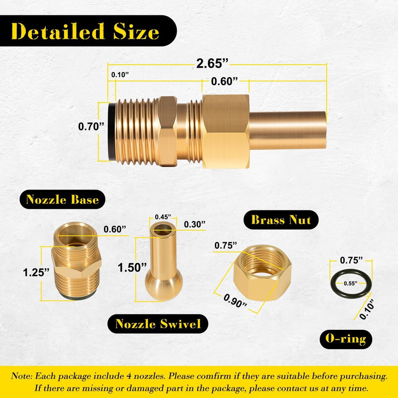 R0560400 Brass Deck Jet Nozzle Replacement for Swimming Pool Spa 4 Pack 590041