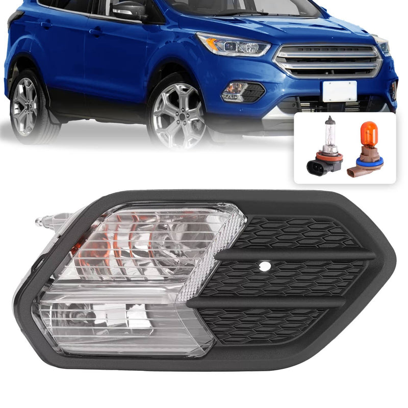 DURAFORCE Right Side Fog Light with Black Bezel Cover for Ford Escape Kuga 2017 2018 2019