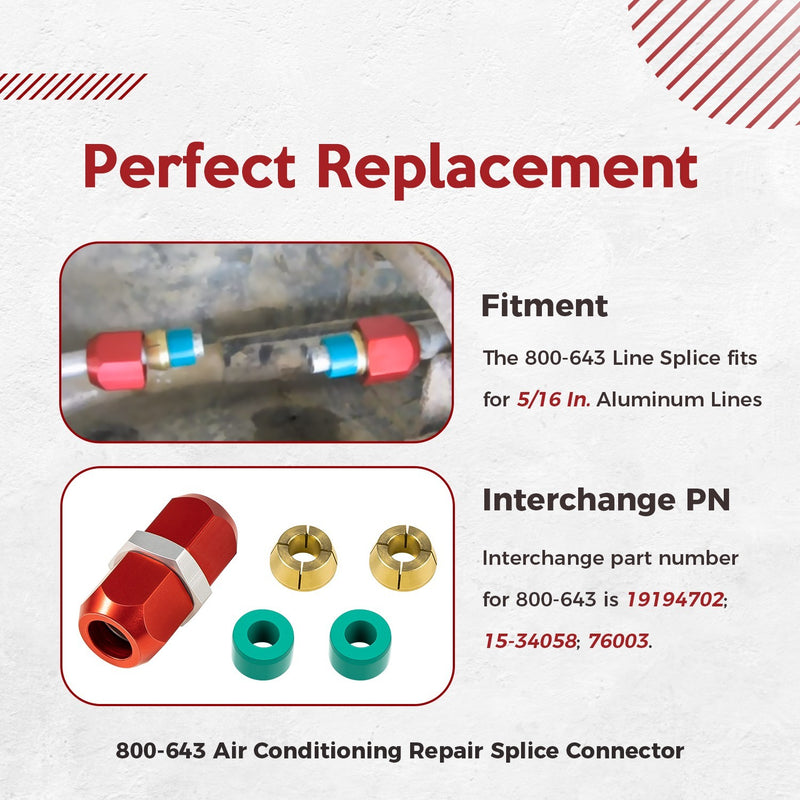 800-643 5/16" Aluminum Line Splice Repair Kit 5PCS for A/C Coolant