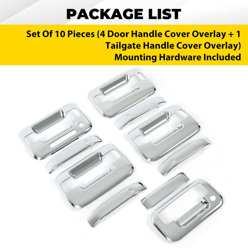 DURAFORCE Chrome Door Handle Tailgate Covers With Keypad for Ford F150 2004-2014 4 Door