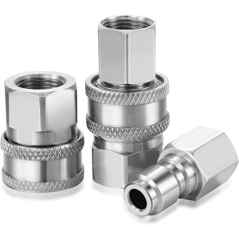 NPT 3/8 Inch Stainless Steel Male Female Quick Connector Kit Pressure 4 Sets