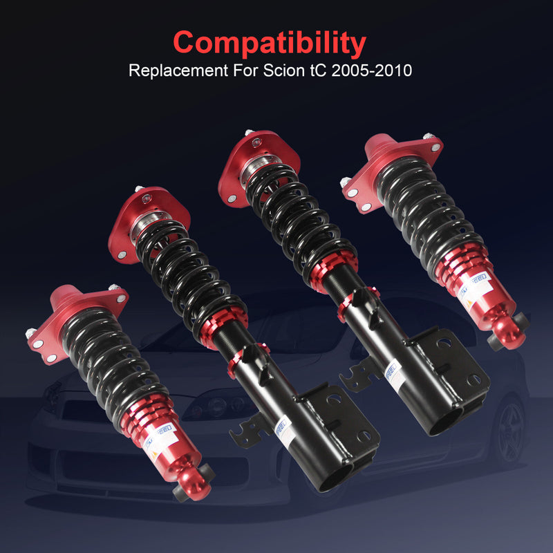 Red Front Rear Full Coilover Struts Adjustable Height for Scion tC 2005-2010