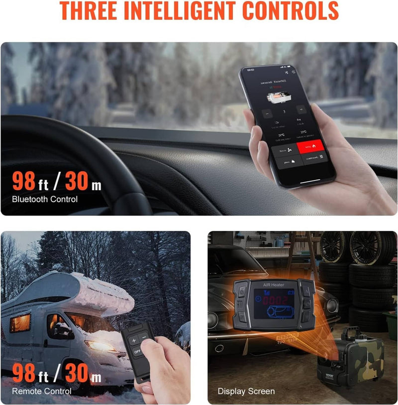 8KW Diesel Air Heater All in One 12V/24V 110V Bluetooth APP Remote Control Car