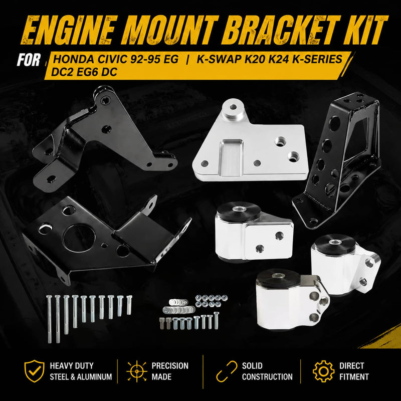Engine Mount Bracket for Honda Civic 92-95 EG K-Swap K20 K24 K-Series DC2 EG6