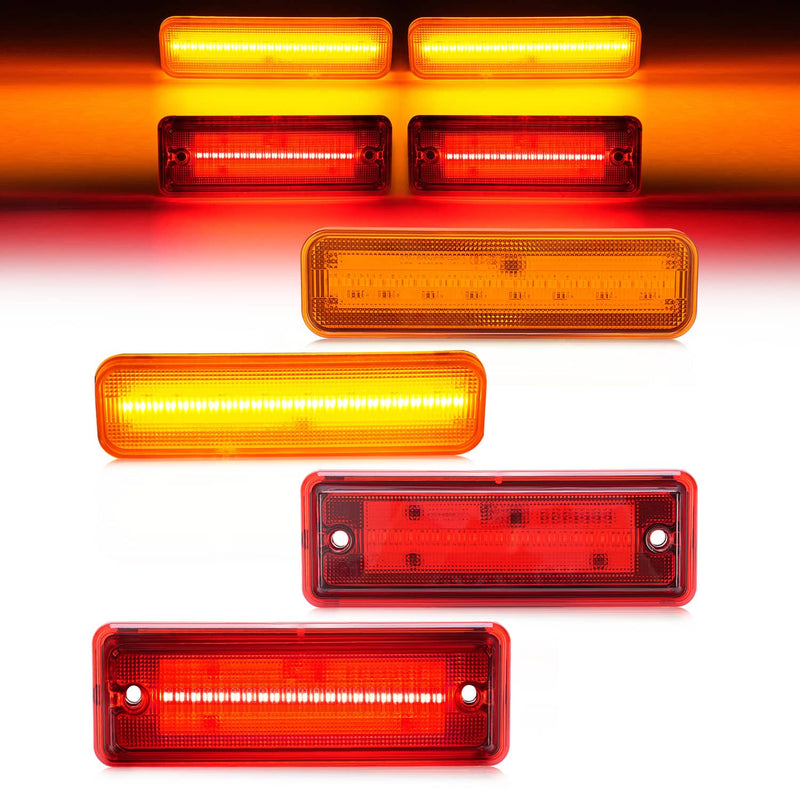 DURAFORCE Amber/Red LED Side Marker Parking Lights Set for El Camino & Caballero 78-87
