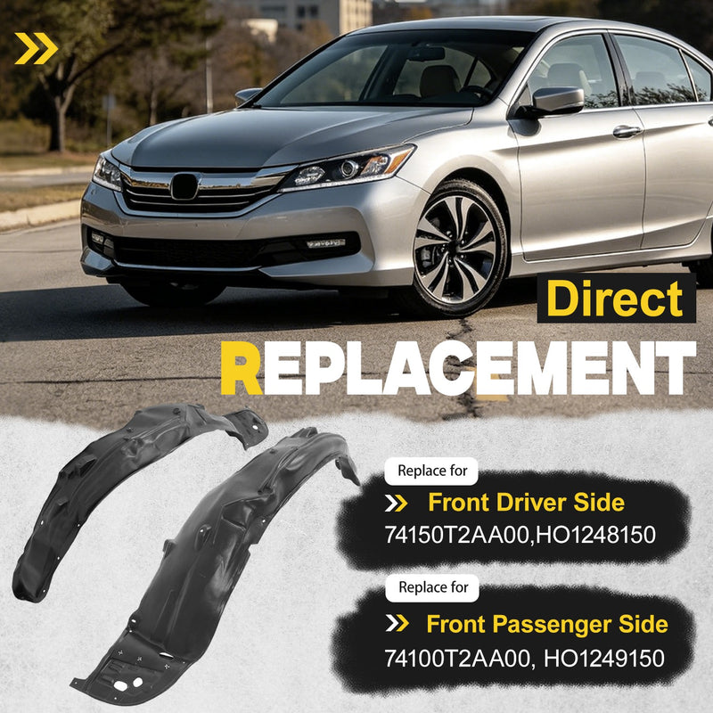 Front Inner Fender Liner Driver Passenger Side for Honda Accord Sedan 2013-15