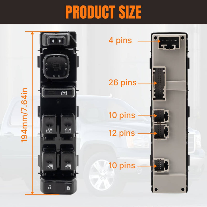 Power Window Master Switch Left Driver Side for GMC Yukon 2003-2005