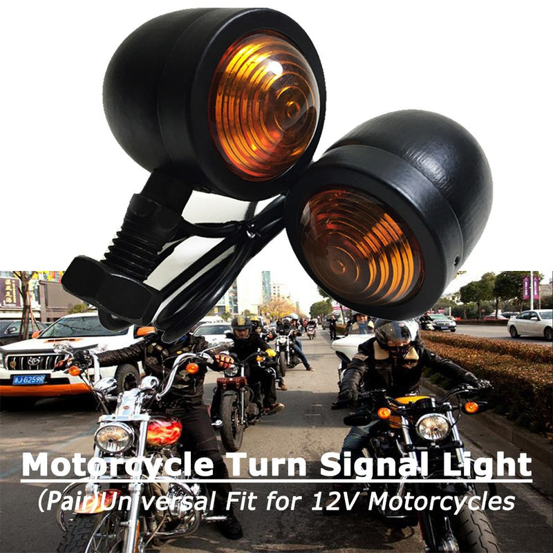 Universal Motorcycle Amber Bullet Turn Signals Tail Lights Indicator for Harley