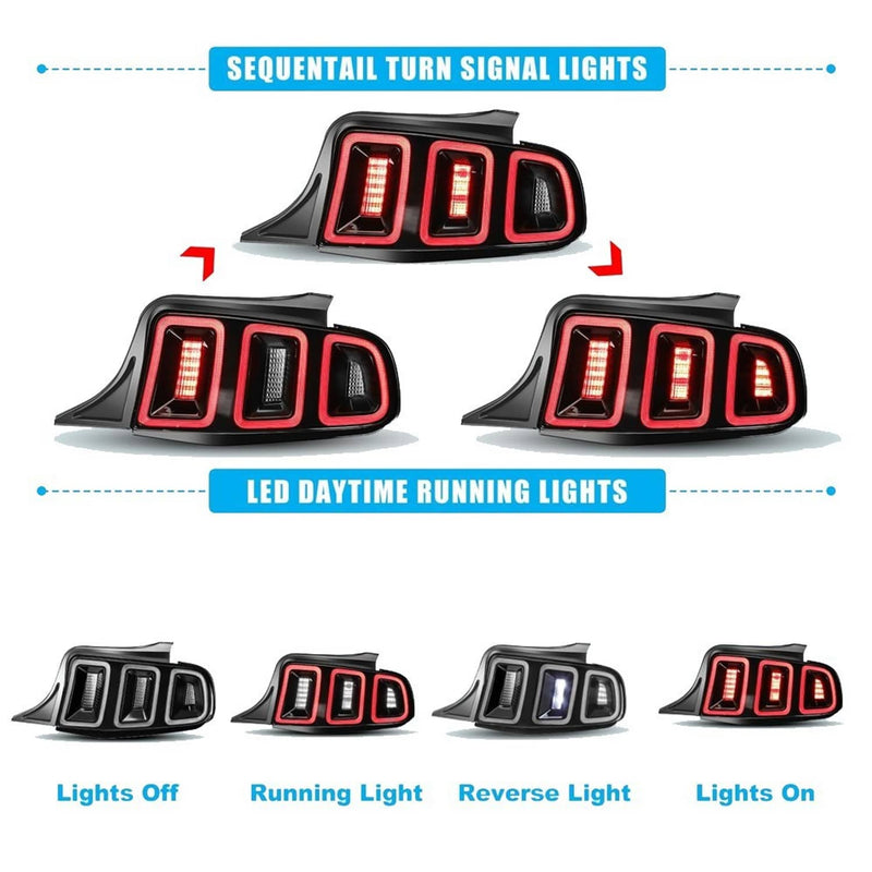 Full LED Sequential Tail Lights Black Brake Lamps for 2010-2014 Ford Mustang