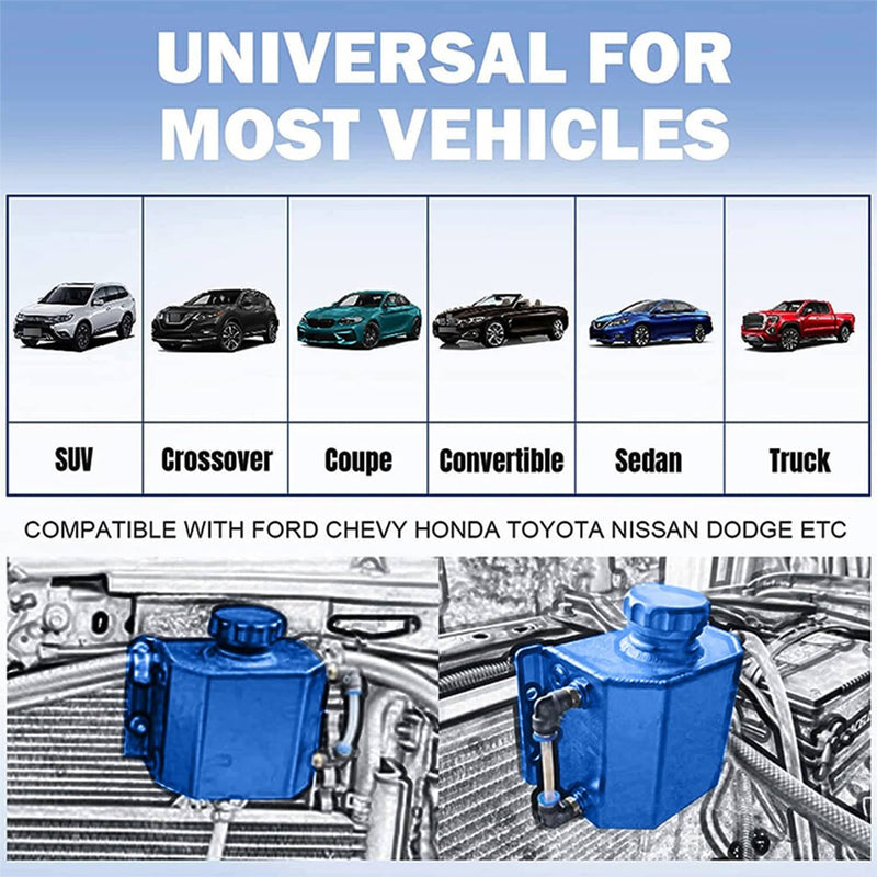 Universal 2L Aluminum Coolant Radiator Overflow Recovery Water Tank