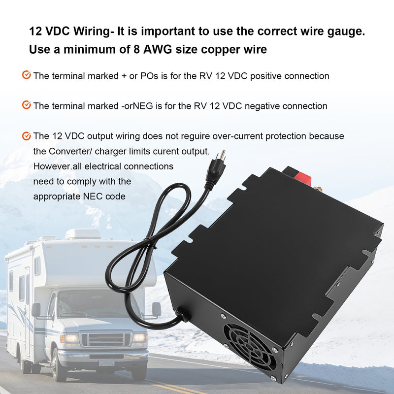 PM3-55LK RV Power Converter 110V to 12V DC Charger 55 Amp for Reliable RV
