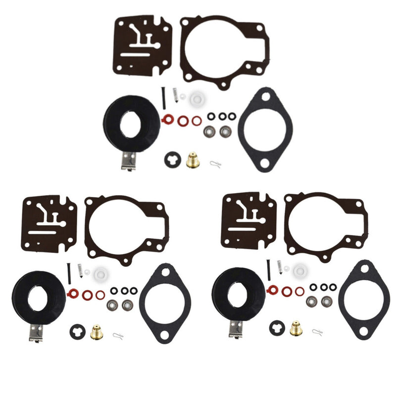 Carburetor Rebuild Repair Kit With Float for Johnson/Evinrude 18 20 25 HP 3Pcs