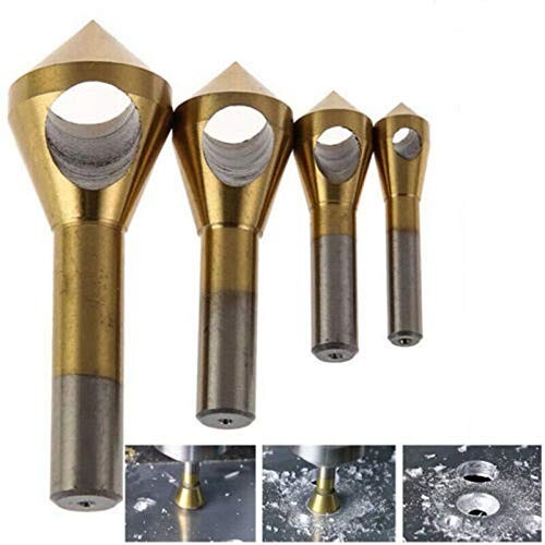 4X HSS Hole Chamfering Tool Countersink Deburring Drill Bits Titanium Coated