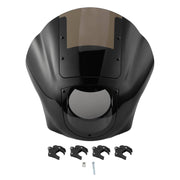 DURAFORCE For Harley Dyna Front Headlight Fairing Smoke Windshield 49mm Clamps
