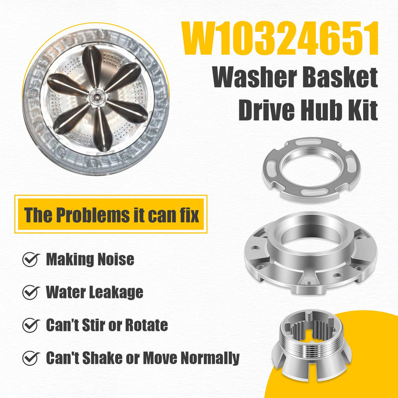 W10324651 Washer Basket Drive Hub Kit for Whirlpool Maytag Amana