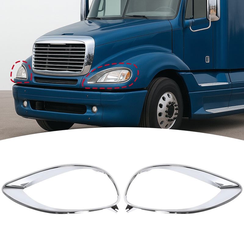 Chrome Headlight Bezel Trim Left & Right for Freightliner Columbia 2001-2017