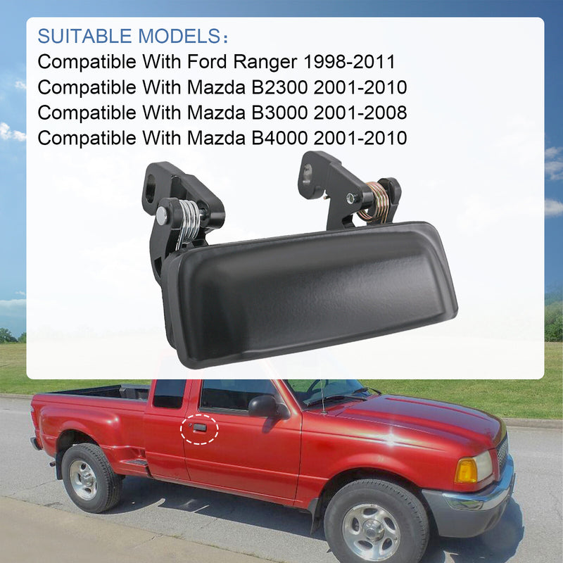 Metal Door Handle Exterior Outside Black L Driver or R Passenger for Ford Mazda