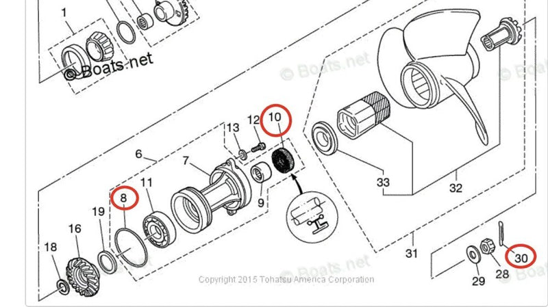3B7601110 Lower Unit Seal Kit for Tohatsu M70C MD75C2 M90A M120A2 M140A2