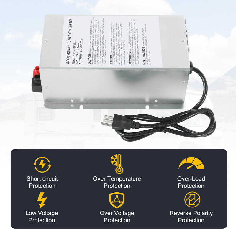 WF-9855 Converter 55 Amp Deck Power for RV Trailer Camper 12V Charger