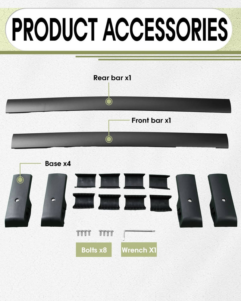 Aluminum Roof Rack Cross Bars Rail for Subaru Forester 2014-2024 Pair Black