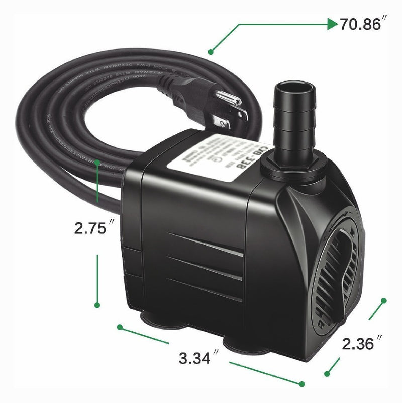 160GPH Aquarium Water Pump Adjustable Submersible Pump for Fish Tank Statuar