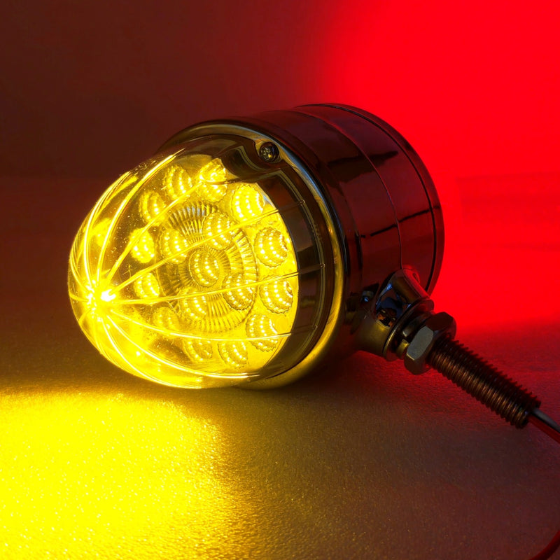 17 LED Dual Revolution Watermelon Light for Semi Truck Amber/Red Clear Lens 2X
