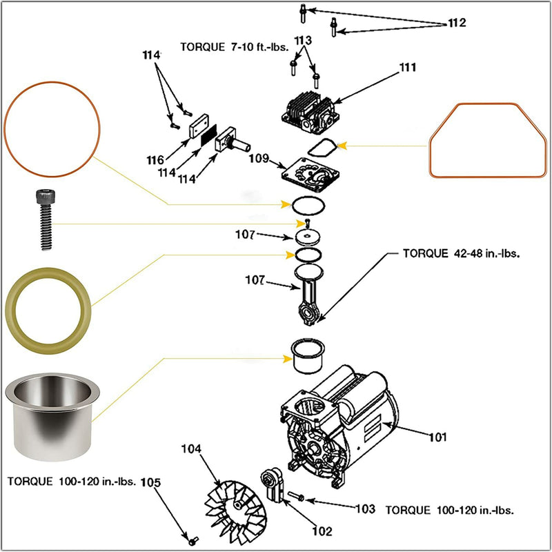 K-0650 Air Compressor Cylinder Sleeve Ring Kit for DeVilbiss for Porter Cable