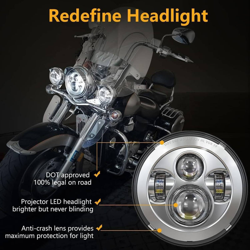7 Inch 140W LED Headlight Hi/Lo and 4.5 Inch 80W Fog Light for Harley Davidson