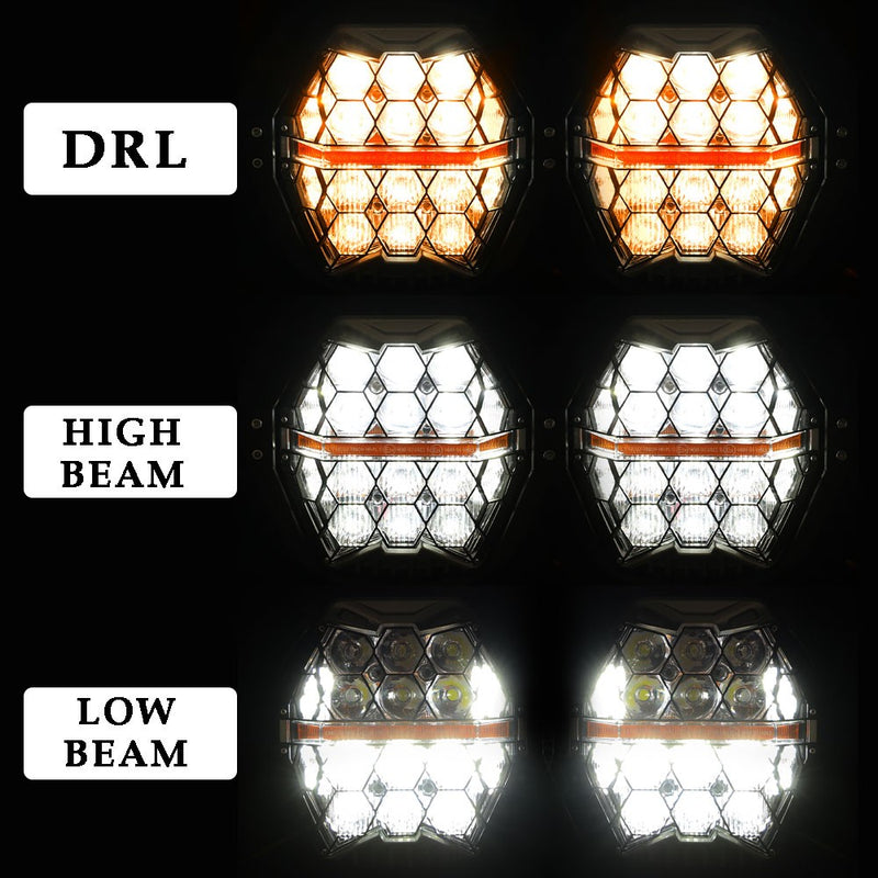 240W LED Double Headlight Hi-Lo Beam Waterproof for Harley Road Glide 2015-2024