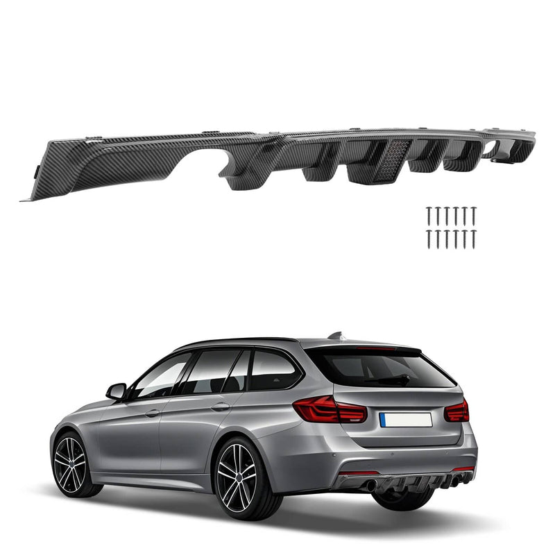 DURAFORCE Rear Bumper Lip Diffuser LED Light for BMW F30 F31 M Sport 2012-18 Carbon Style