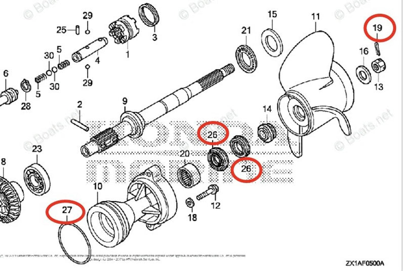 DURAFORCE 91252-ZZ3-003 Lower Unit Seal Kit for Tohatsu BF115D/150D/175A BF200A/225A