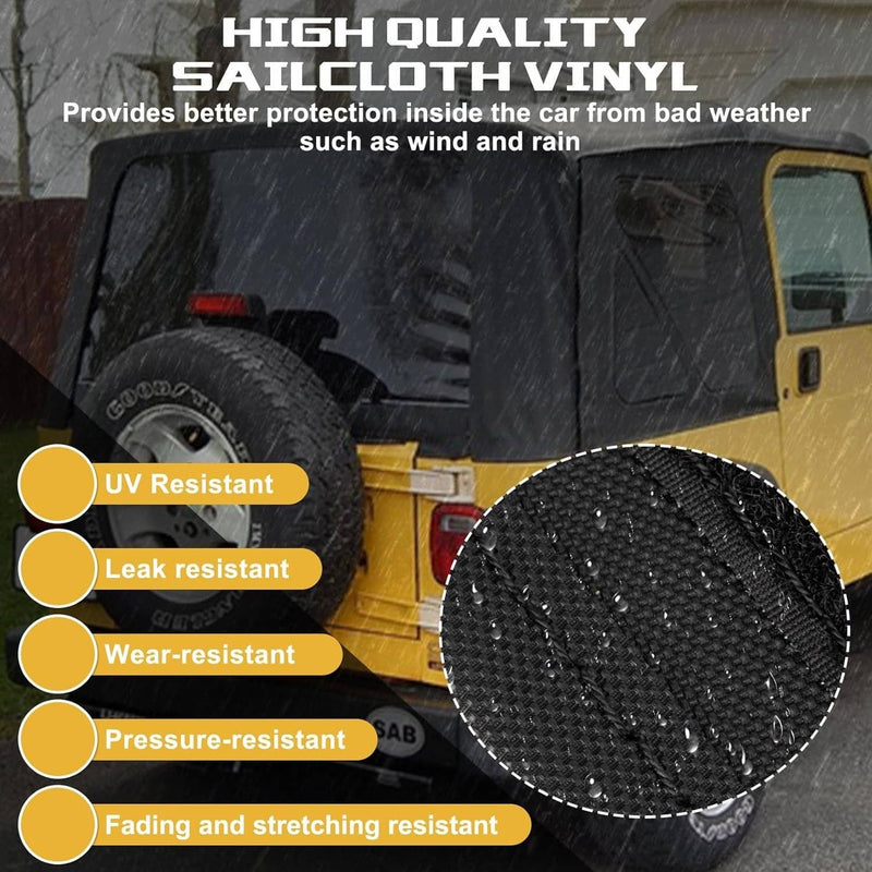 4Pcs Jeep Wrangler TJ Premium Rear Soft Top Upper Skins for 1997-2006 Jeep
