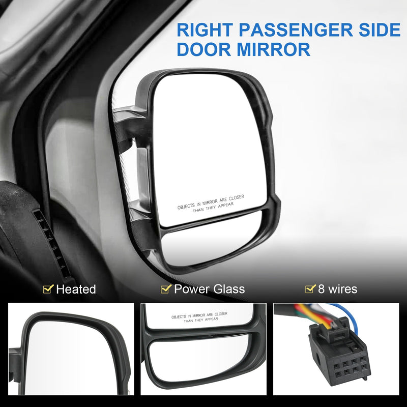Passenger RH Side Manual Door Mirror for RAM PROMASTER 1500 2500 3500 2014-2023