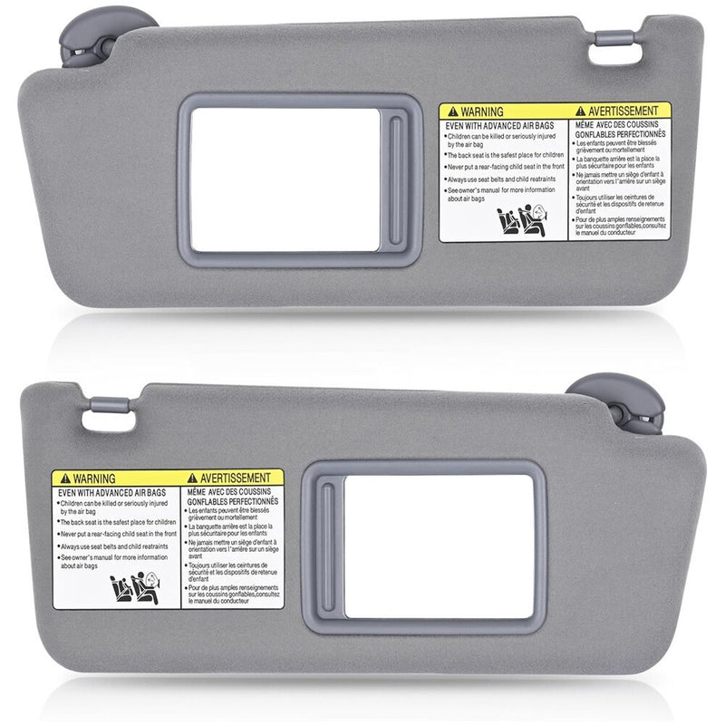 Gray Sun Visor Set LH Driver & RH Passenger Side for Toyota Tacoma 2005-2015